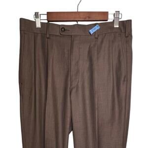 Axist 36/30 Men's Pleated Cuffed Brown with Slight Sheen Career Dress Pant